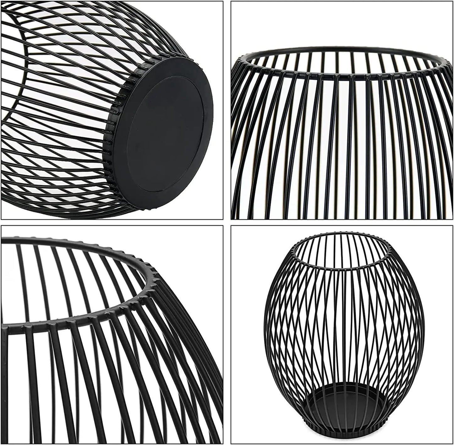 Black Iron Lantern Candle Holder – Minimalist Rustic Decor for Cozy Spaces