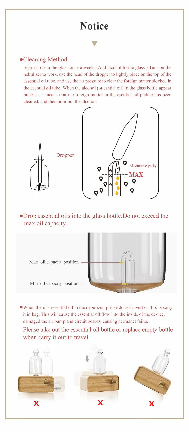 Wood & Glass Nebulizing Essential Oil Diffuser – Aromatherapy Scent Machine for Home & Office
