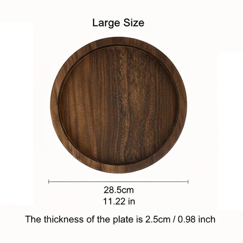 Rustic Round Wooden Tray – Stylish Table Decor Centerpiece for Home Interiors