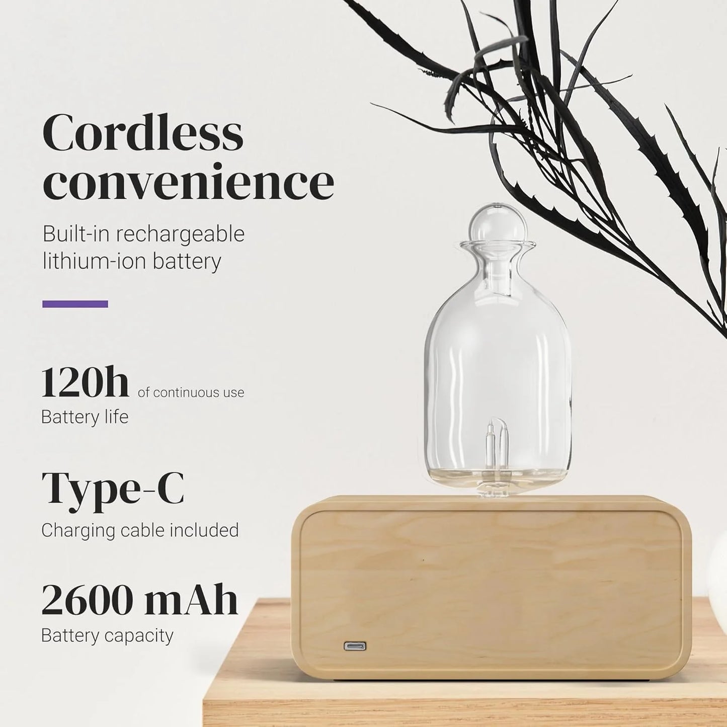 Wood & Glass Nebulizing Essential Oil Diffuser – Aromatherapy Scent Machine for Home & Office