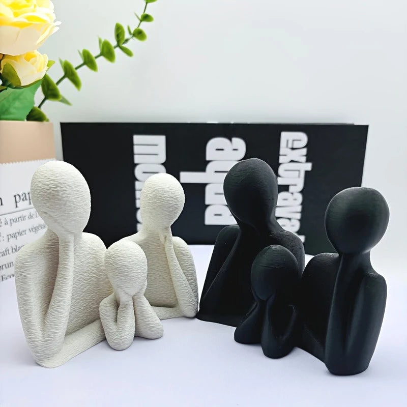 Abstract Family Sculpture - Minimalist Home Decor Figurine for Modern Interiors