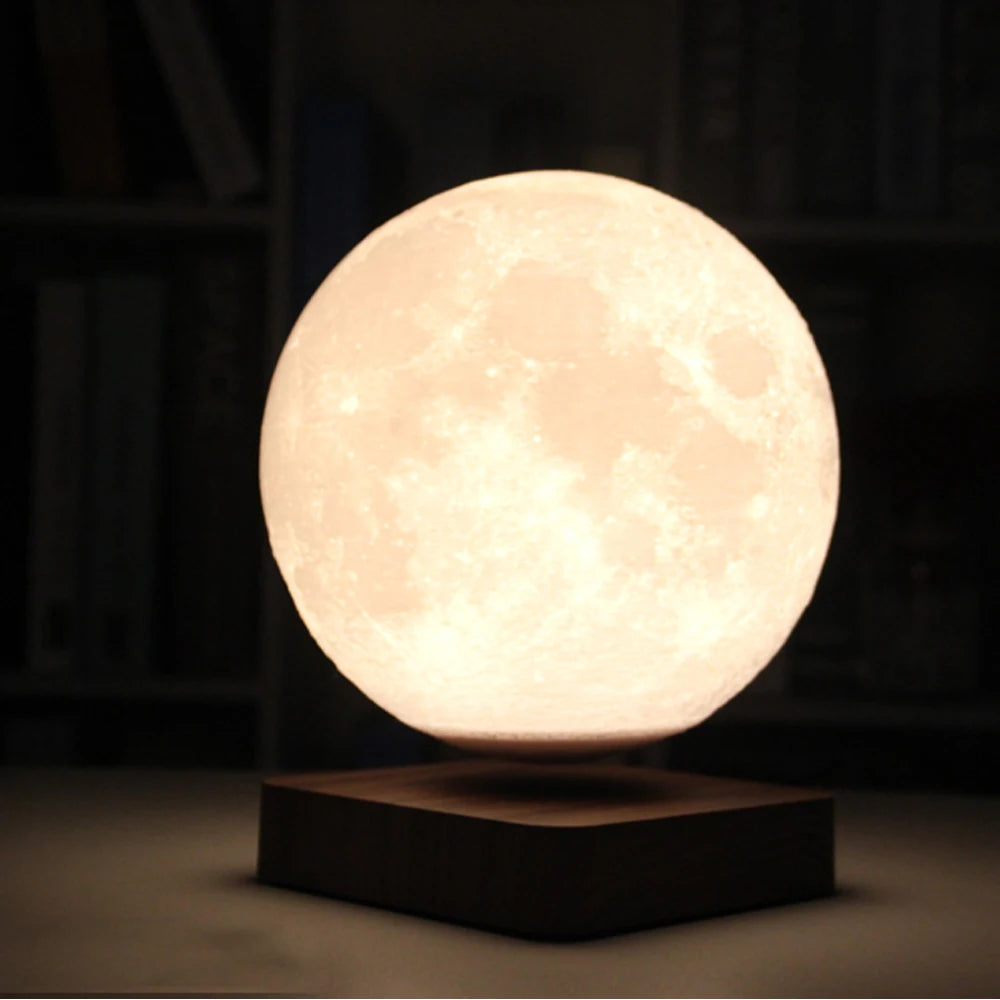 floating moon lamp levitating in air