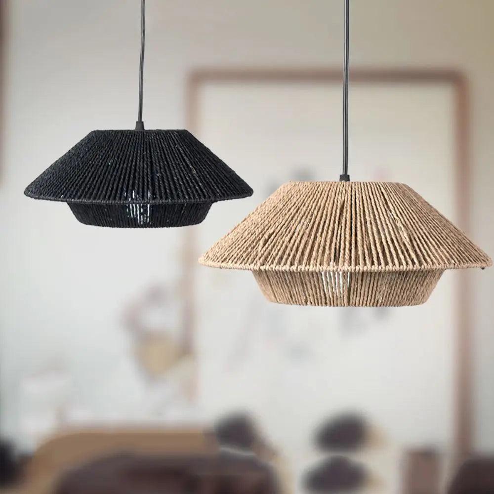 Handwoven rattan pendant light set of 3 in boho style, perfect for creating a cozy, natural ambiance in the living room or bedroom.