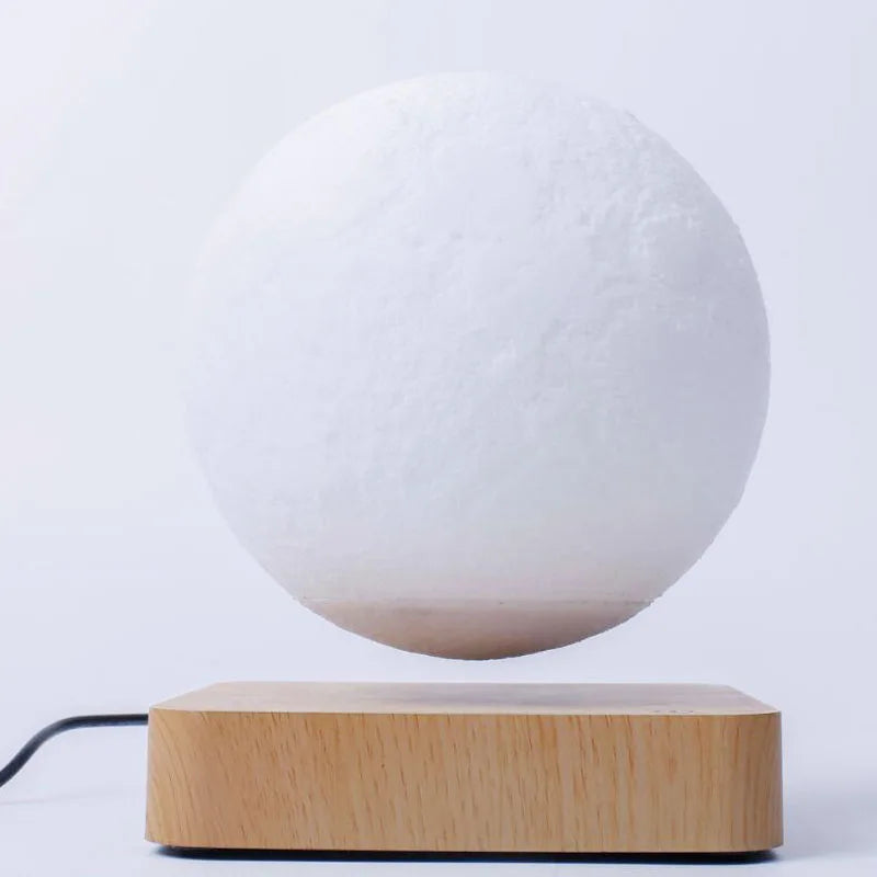 magnetic levitating moon lamp glowing