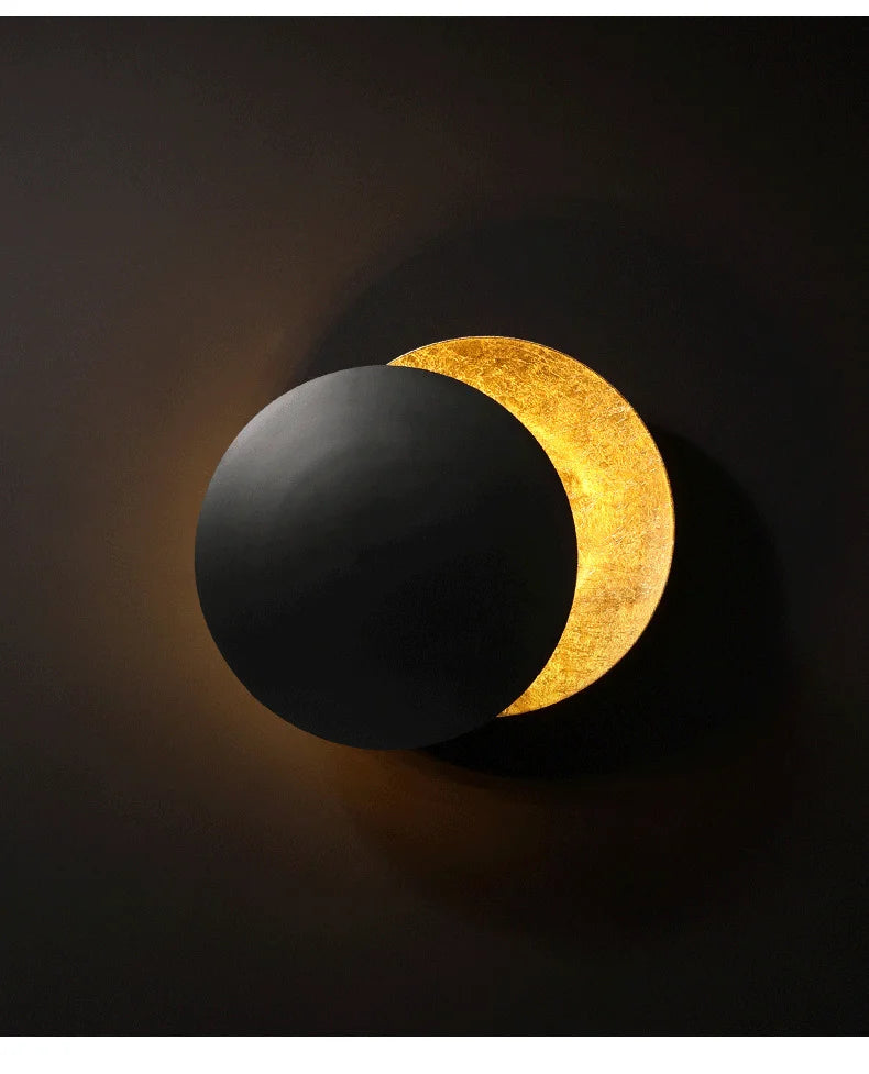 Nordic moon eclipse wall lamp warm light vintage decor lighting for bedroom and living room