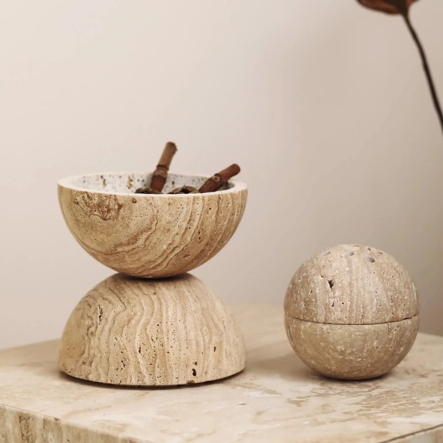 Travertine natural stone incense holder, perfect for aromatherapy, meditation, and zen decor.