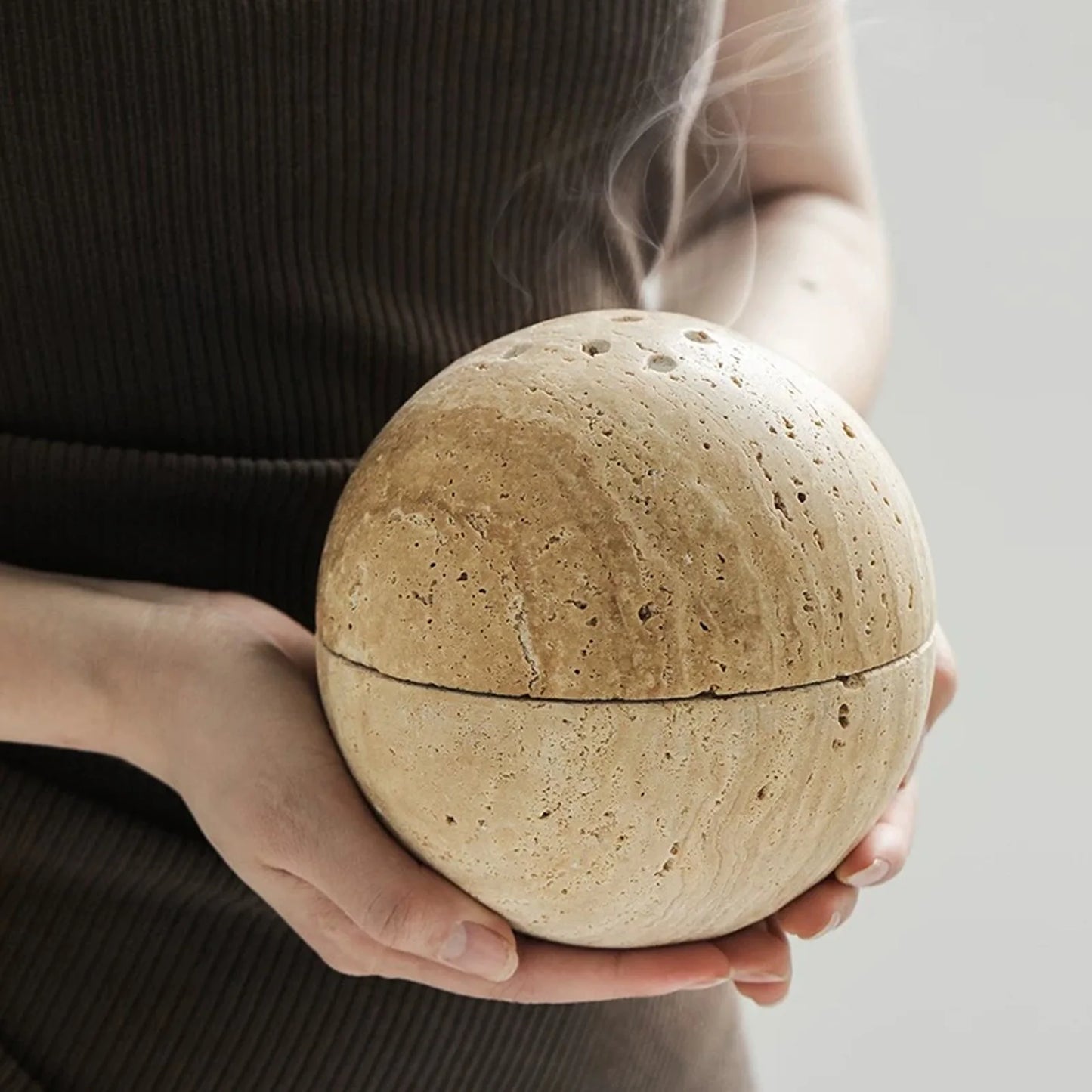 Travertine natural stone incense holder, perfect for aromatherapy, meditation, and zen decor.