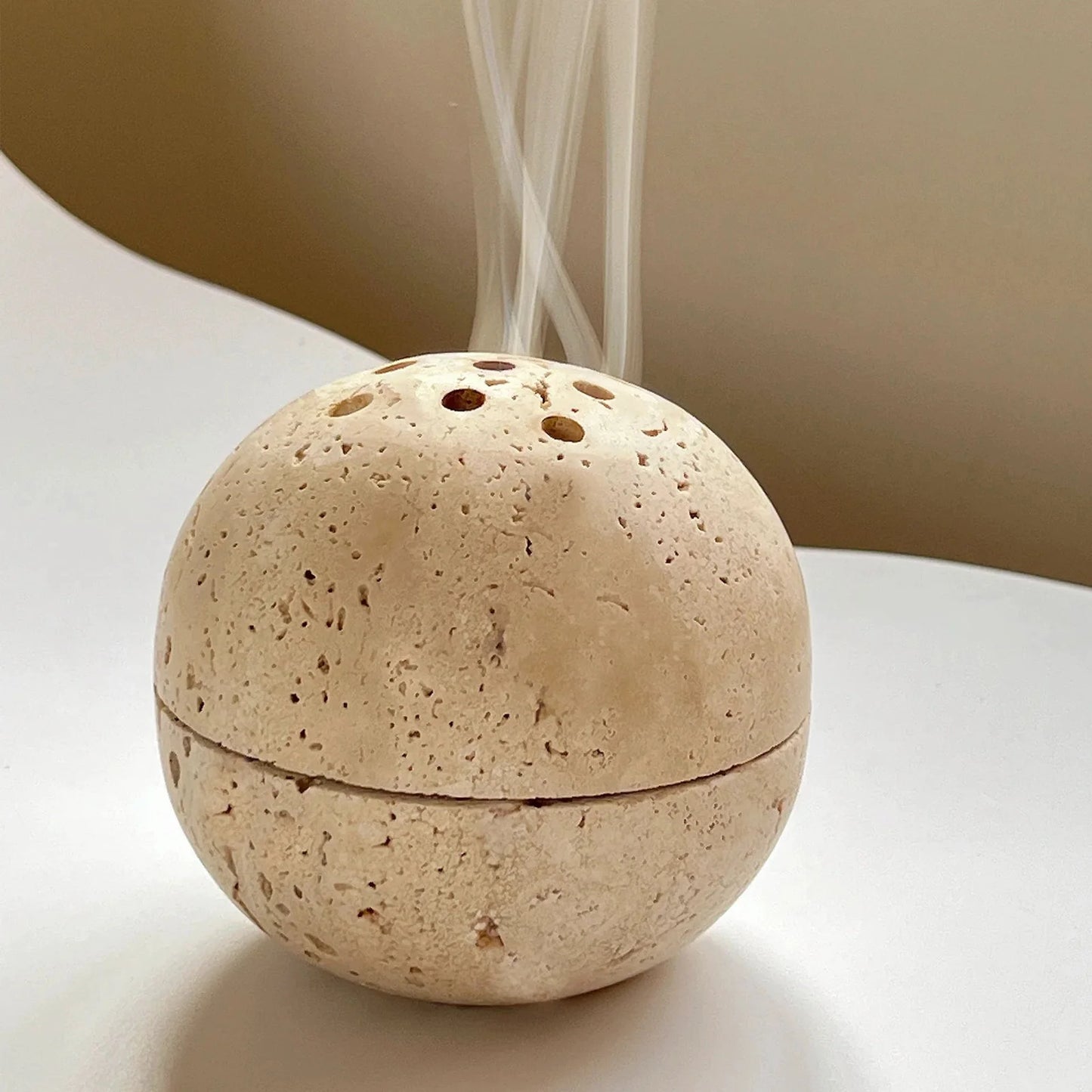 Travertine natural stone incense holder, perfect for aromatherapy, meditation, and zen decor.